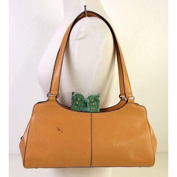 Monsac Original BEIGE GENUINE LEATHER CLASSIC ZIP SATCHEL TOTE BAG HANDBAG PURSE - Picture 2 of 12